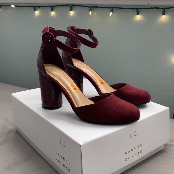 LC Lauren Conrad Shoes - Burgundy Round-toe Heels